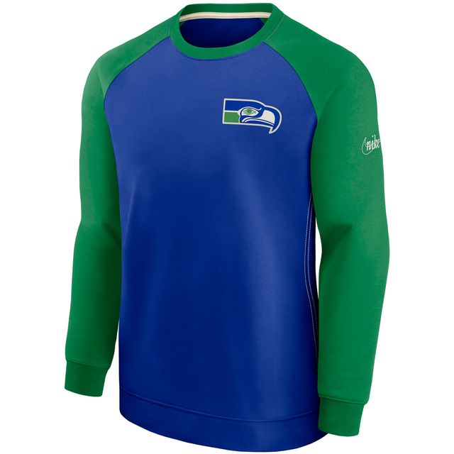 Chandail de performance à raglan historique Seattle Seahawks des Nike Royal/Vert pour homme