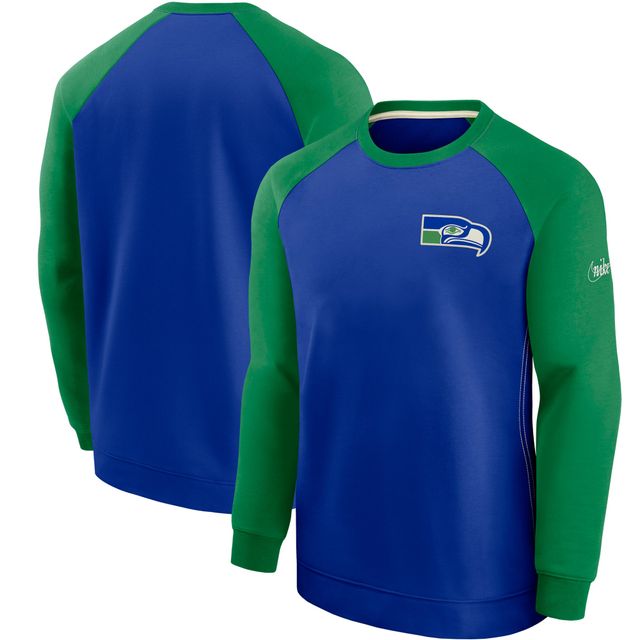 Chandail de performance à raglan historique Seattle Seahawks des Nike Royal/Vert pour homme