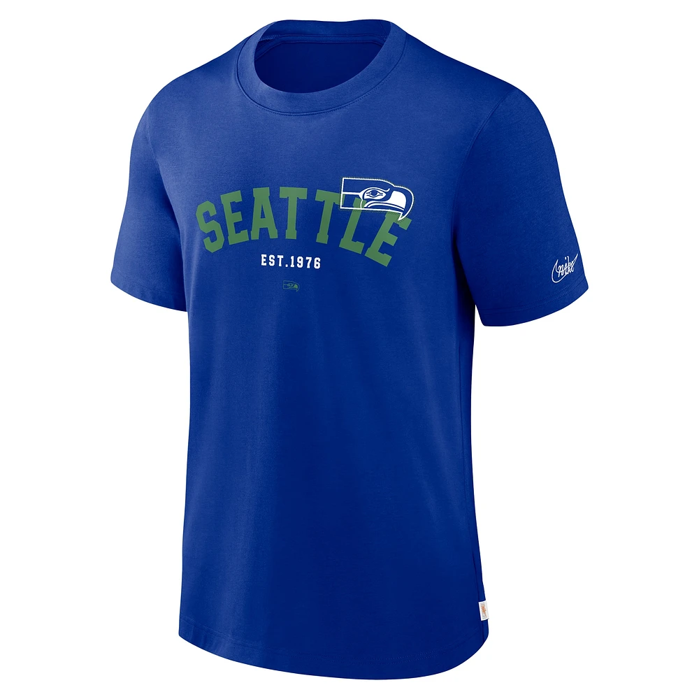 Men's Nike  Royal Seattle Seahawks Rewind Slogan T-Shirt