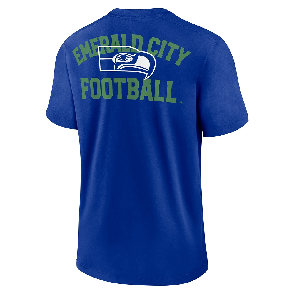 Men's Nike  Royal Seattle Seahawks Rewind Slogan T-Shirt