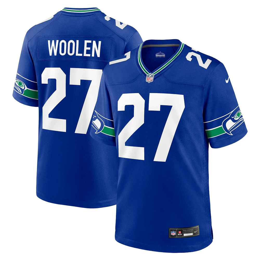 Men's Nike Tariq Woolen Royal Seattle Seahawks Throwback Player Game Jersey