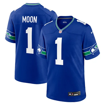 Maillot de match joueur à la retraite Nike Warren Moon Royal Seattle Seahawks Throwback pour homme