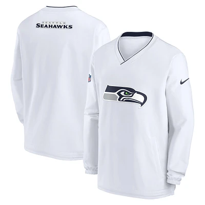 Coupe-vent à manches longues et col en V Nike pour homme, blanc, Seattle Seahawks 2023/24