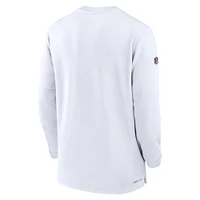 Haut Nike blanc à manches longues et fermeture éclair quart de tour pour homme Seattle Seahawks 2023 Sideline Performance Tri-Blend