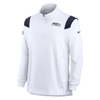 Men's Nike White Seattle Seahawks Sideline Coaches Chevron Lockup Quarter-Zip Top