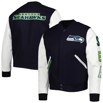 Seattle Seahawks Pro Standard Logo Varsity Full-Zip Jacket - College Navy/White