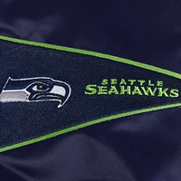 Men's Pro Standard College Navy Seattle Seahawks Sublimated Satin Full-Snap Jacket