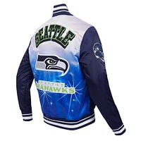 Men's Pro Standard College Navy Seattle Seahawks Sublimated Satin Full-Snap Jacket