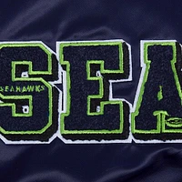 Men's Pro Standard College Navy Seattle Seahawks Sublimated Satin Full-Snap Jacket