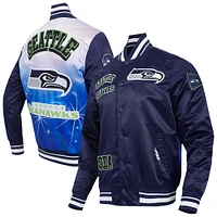 Veste à boutons-pression en satin sublimé Pro Standard College Navy pour homme des Seattle Seahawks