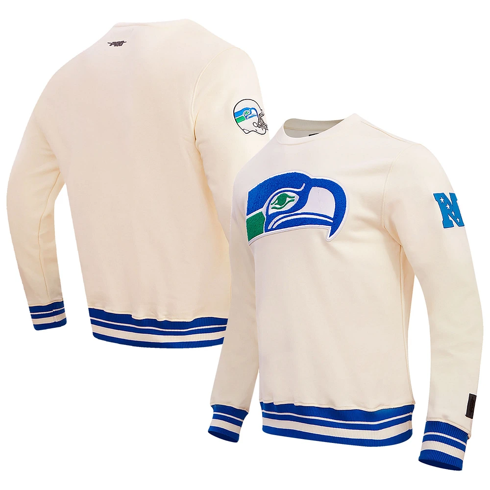 Men's Pro Standard Cream Seattle Seahawks Retro Classics Fleece Pullover Sweatshirt