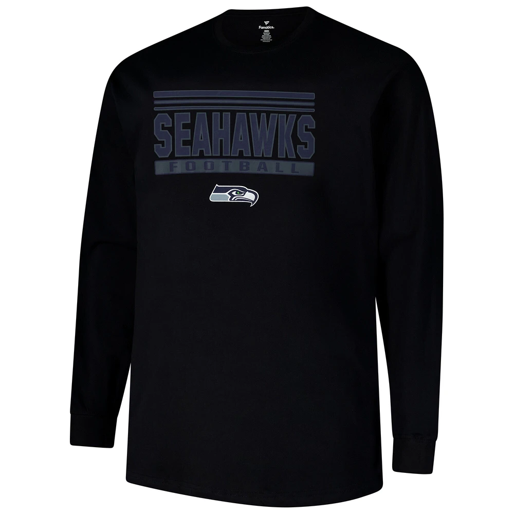 T-shirt à manches longues Pop Big & Tall pour homme, profil noir des Seattle Seahawks