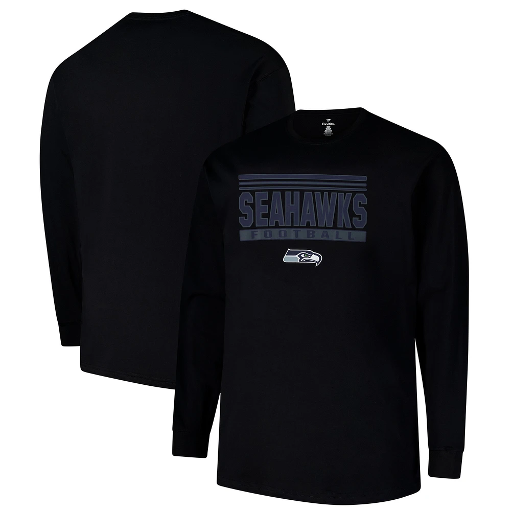 T-shirt à manches longues Pop Big & Tall pour homme, profil noir des Seattle Seahawks