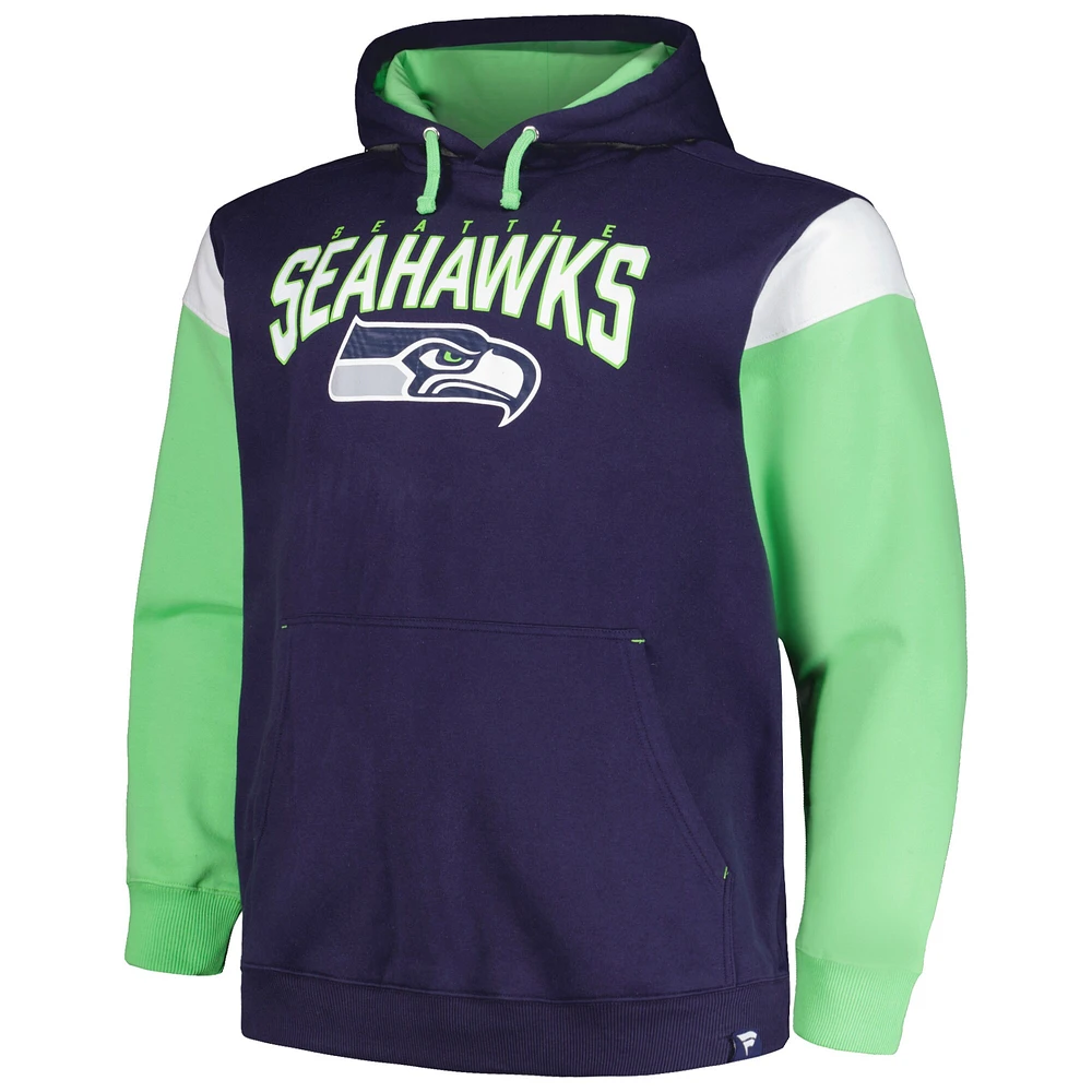 Sweat à capuche pour hommes Profile College Navy Seattle Seahawks Big & Tall Trench Battle