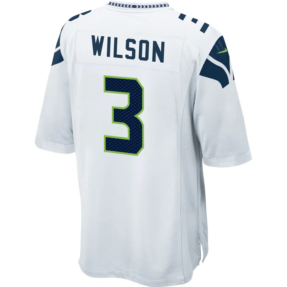 Nike Mens Seattle Seahawks Russell Wilson Nike White Game Jersey