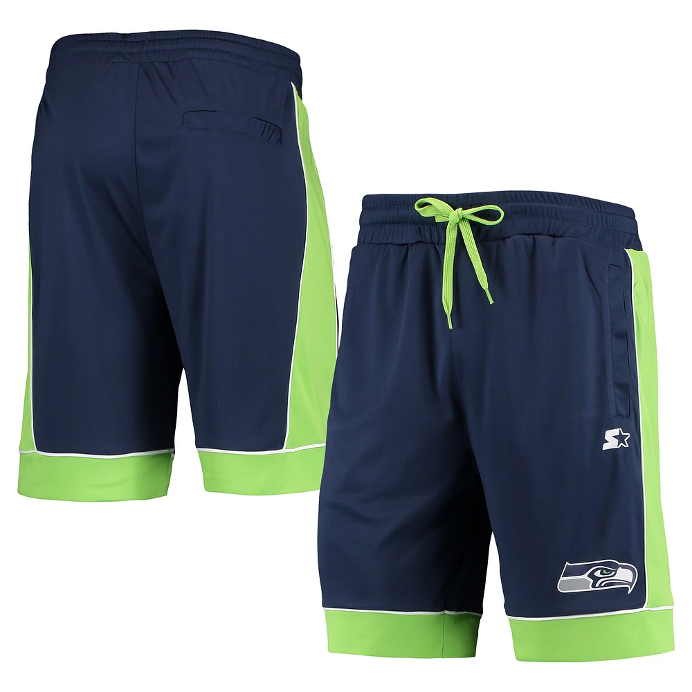 Men's Starter College Navy/Neon Green Seattle Seahawks Fan Favorite Fashion Shorts