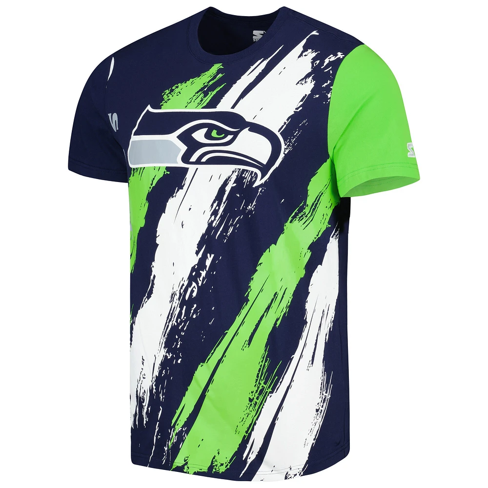 T-shirt Starter College Navy Seattle Seahawks Extreme Defender pour homme