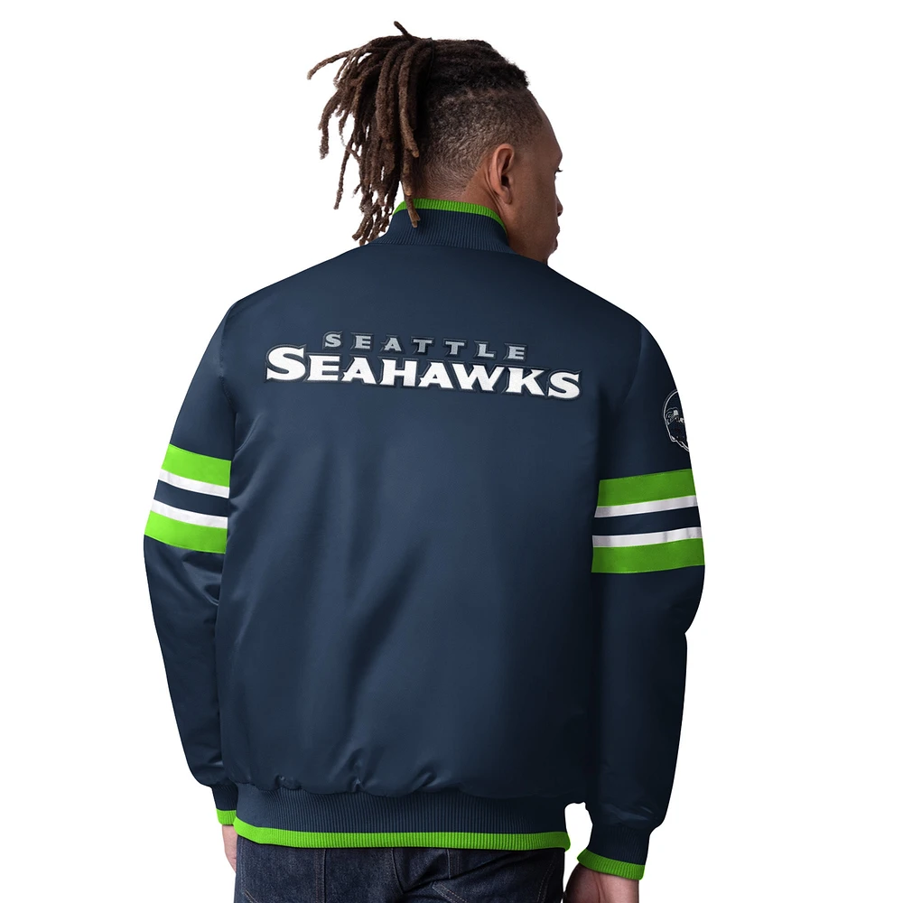 Men's Starter  College Navy Seattle Seahawks Scout I Full-Snap Varsity Jacket