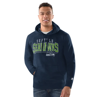 Men's Starter College Navy Seattle Seahawks Vintage Pullover Hoodie