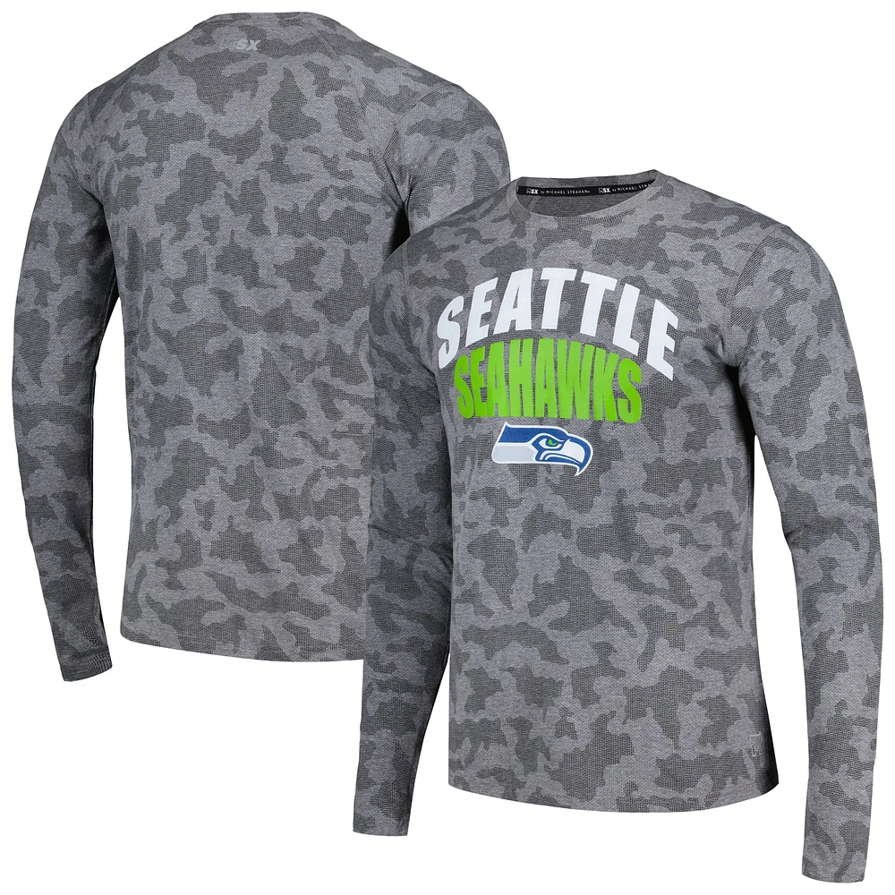 T-shirt à manches longues pour hommes Starter Heather Charcoal Seattle Seahawks mi-temps