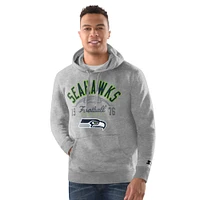 Men's Starter Heather Gray Seattle Seahawks Pullover Hoodie