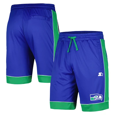 Men's Starter Royal/Green Seattle Seahawks Vintage Fan Favorite Shorts