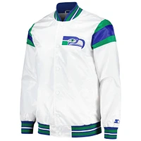 Men's Starter White Seattle Seahawks Vintage Satin Full-Snap Varsity Jacket