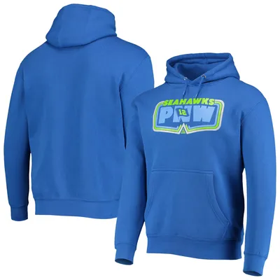 Men's '47 Seattle Seahawks Heather Gray Gridiron Lace-Up Pullover Hoodie Size: Medium