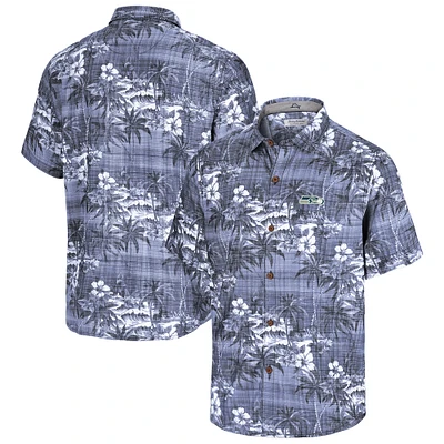 Men's Tommy Bahama College Navy Seattle Seahawks Coconut Point Isla Palmetta Camp Button-Up Shirt