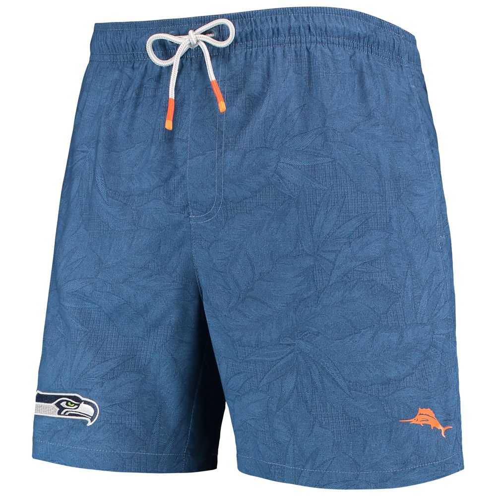 Men's Tommy Bahama College Navy Seattle Seahawks Naples Layered Leaves Swim Trunks