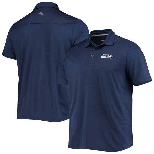 Polo Tommy Bahama College Navy pour hommes Seattle Seahawks Palm Coast Delray Frond Allover IslandZone