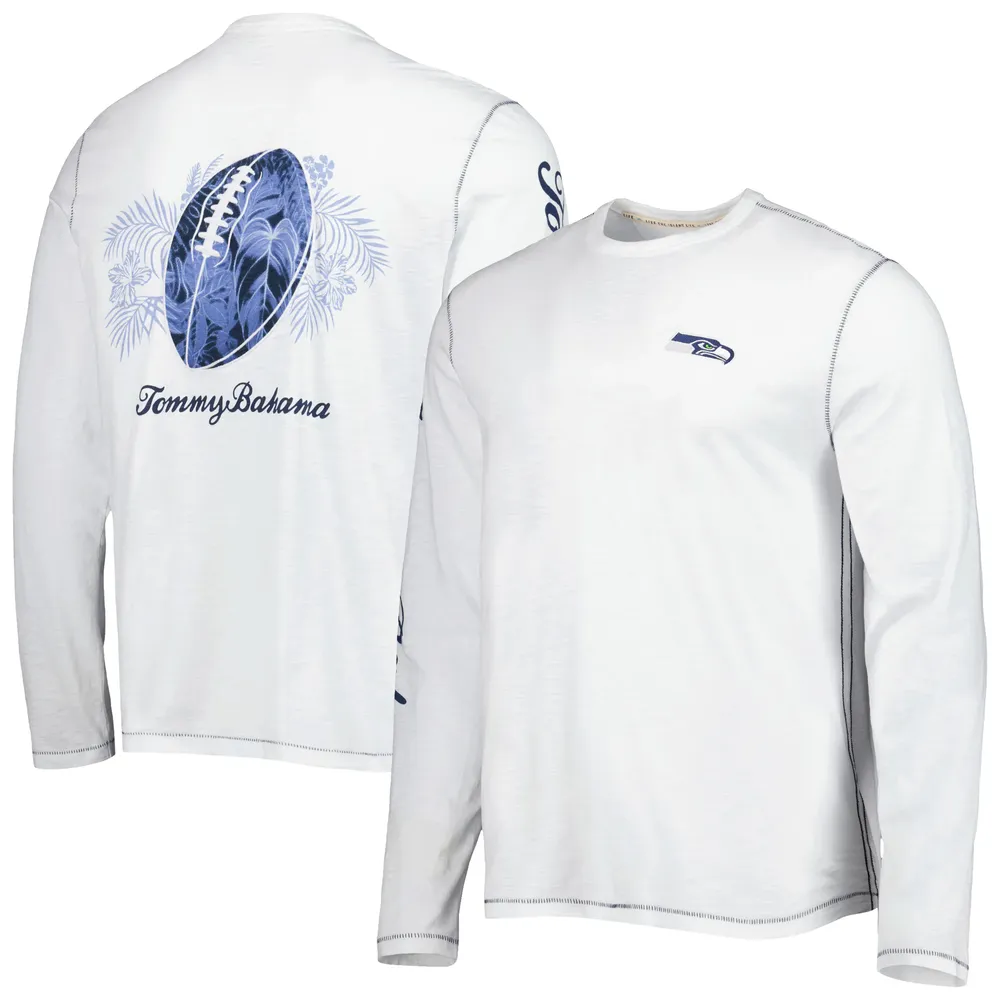 T-shirt à manches longues Tommy Bahama Seattle Seahawks Laces Out Billboard pour homme, blanc