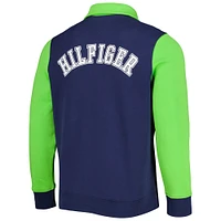 Men's Tommy Hilfiger College Navy/Neon Green Seattle Seahawks Aiden Quarter-Zip Sweatshirt