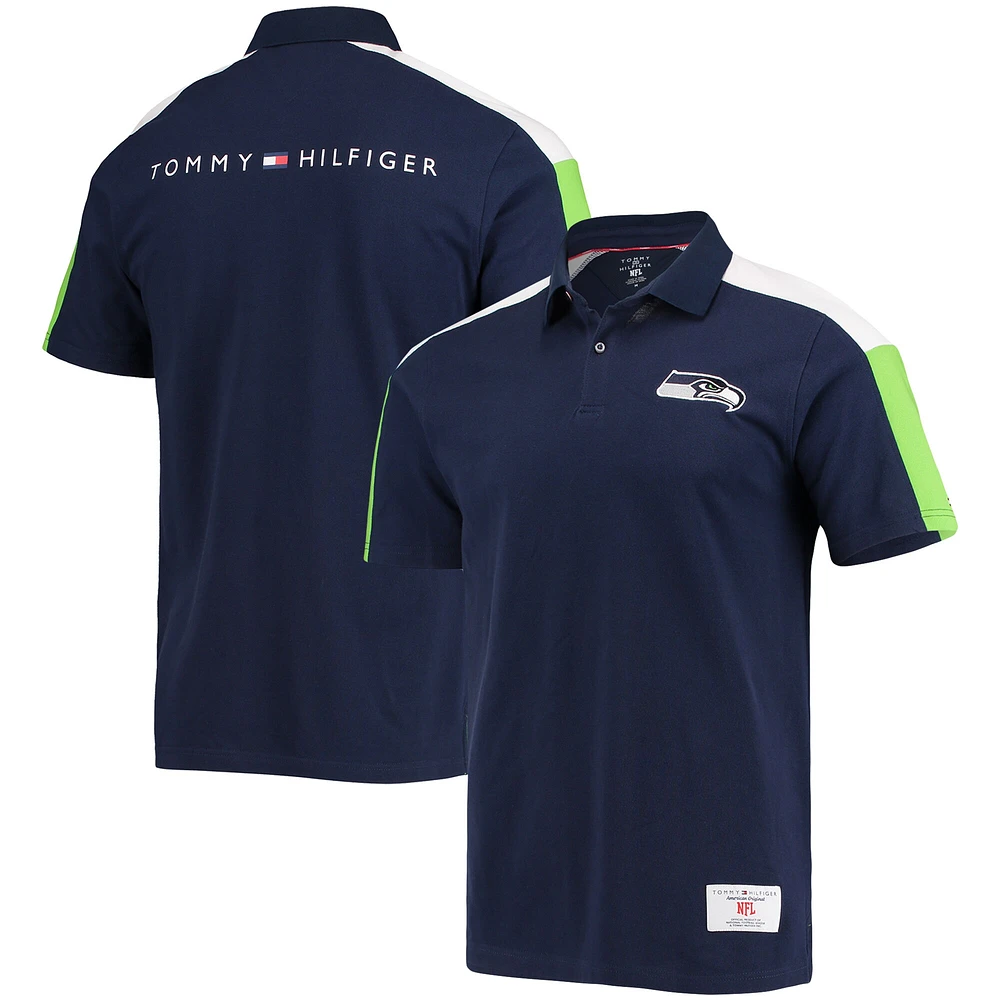 Men's Tommy Hilfiger College Navy/Neon Green Seattle Seahawks Logan Polo