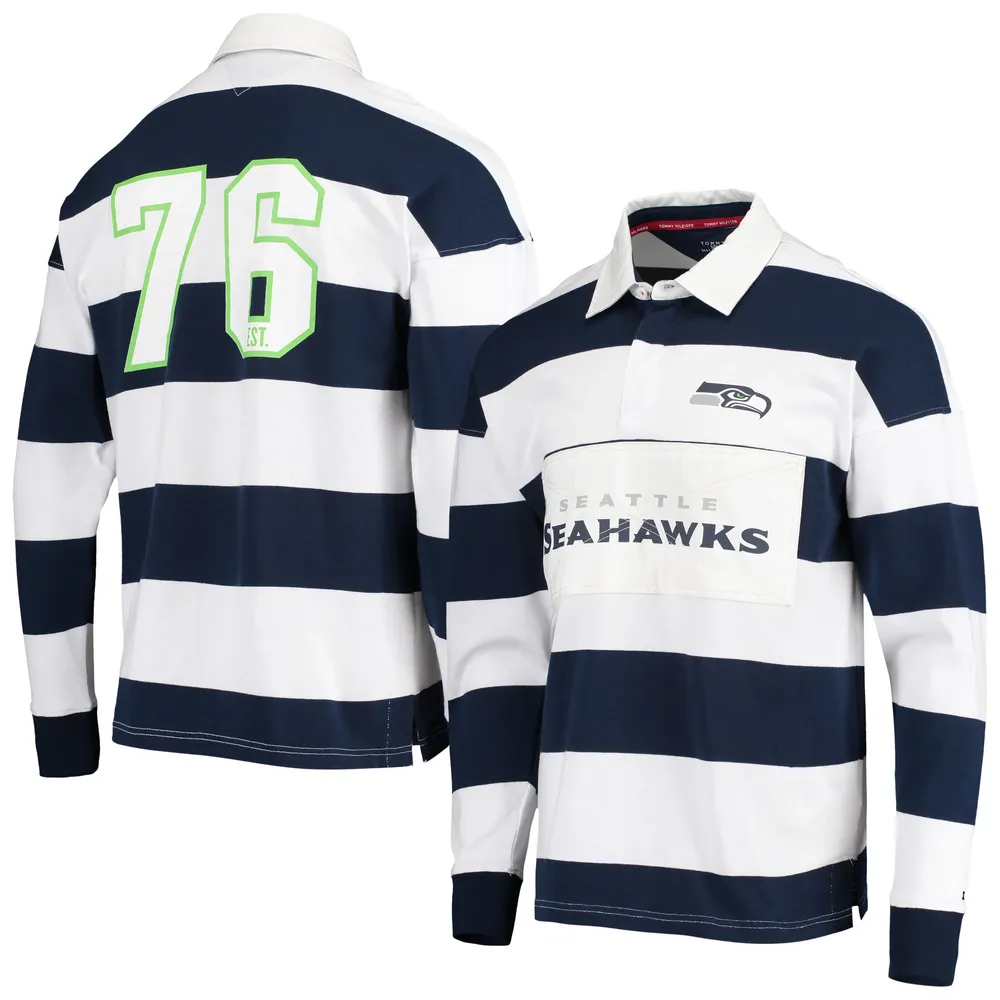 Lids Seattle Seahawks Tommy Hilfiger Stripe Rugby Long Sleeve Polo - College Navy/White | Green