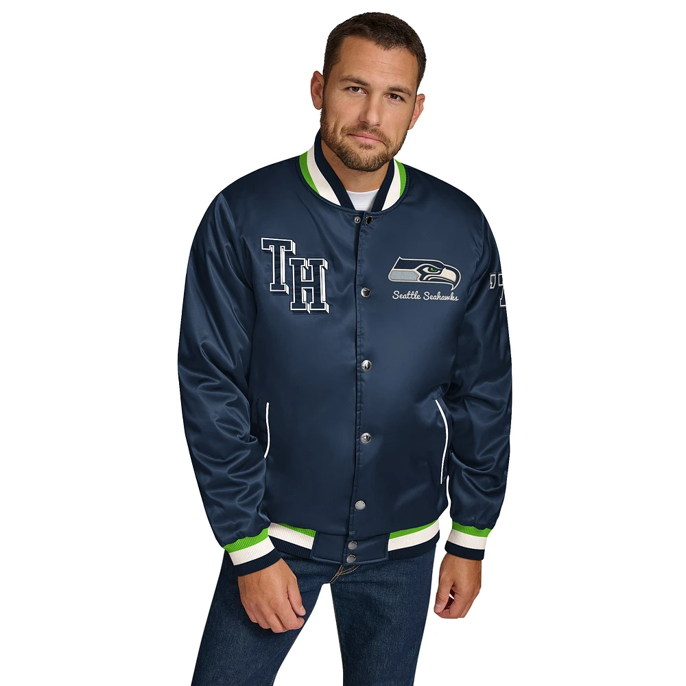 Veste en satin à boutons-pression Dante de Seattle Seahawks Tommy Hilfiger College Navy pour homme