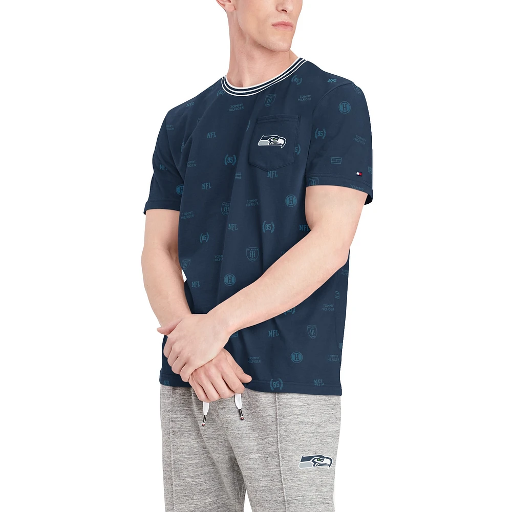 T-shirt Tommy Hilfiger College Navy Seahawks de Seattle pour homme avec poche essentielle