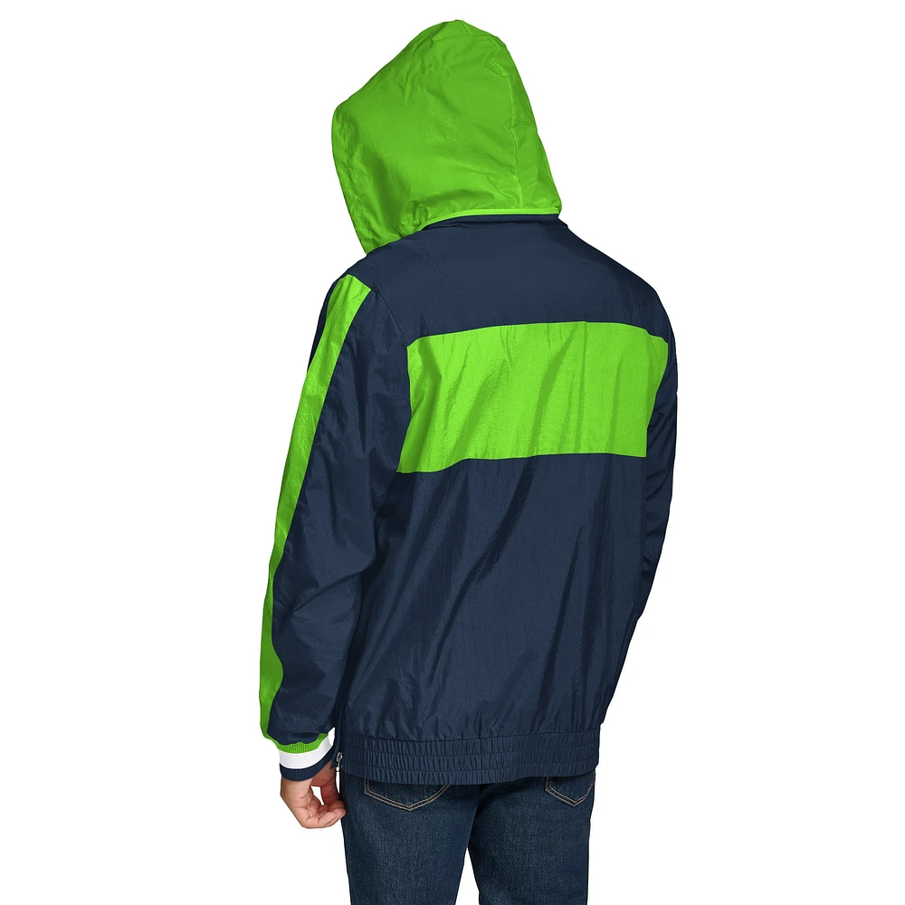 Men's Tommy Hilfiger College Navy Seattle Seahawks Gael Lightweight Half-Zip Pullover Hoodie Jacket