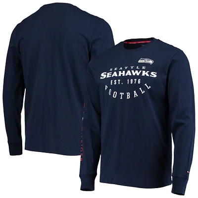 T-shirt à manches longues Tommy Hilfiger College Navy Seattle Seahawks Peter pour homme