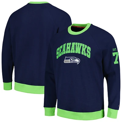 Sweat-shirt Tommy Hilfiger College Navy Seattle Seahawks Reese Raglan Tri-Blend pour hommes