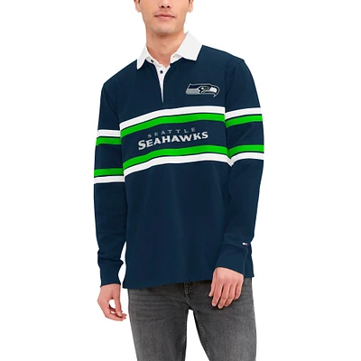 Men's Tommy Hilfiger Navy Seattle Seahawks Cory Varsity Rugby Long Sleeve T-Shirt