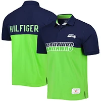 Men's Tommy Hilfiger Neon Green/College Navy Seattle Seahawks Color Block Polo