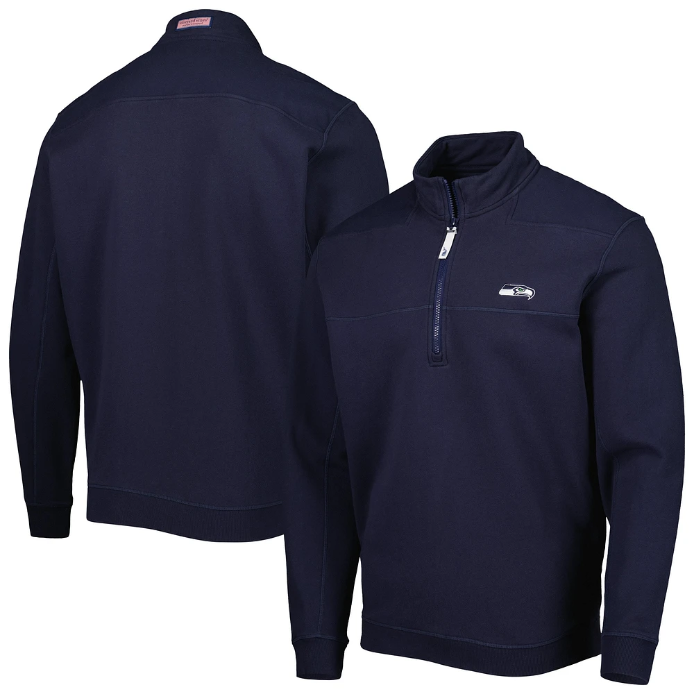 Men's Vineyard Vines College Navy Seattle Seahawks Shep Shirt Quarter-Zip Sweatshirt