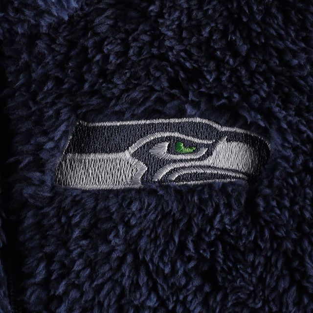 Dormeuse à fermeture éclair complète en polaire pour nouveau-né et nourrisson, bleu marine/gris, Seattle Seahawks Game Nap Teddy Bunting