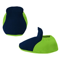 Newborn & Infant College Navy/Neon Green Seattle Seahawks Little Champ Three-Piece Bodysuit Bib Booties Set