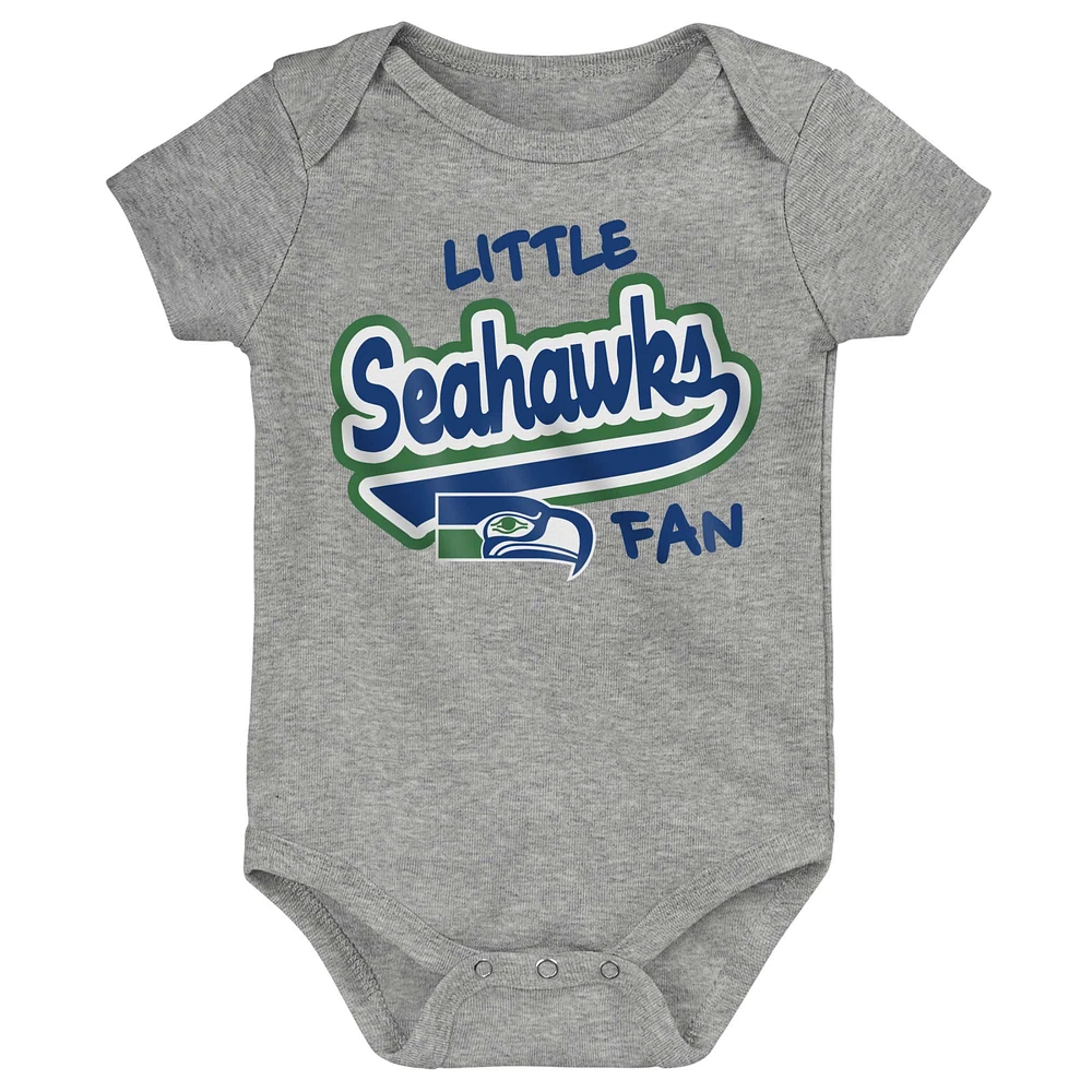 Newborn & Infant Heather Gray Seattle Seahawks Retro Little Baller Bodysuit