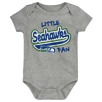 Body gris chiné Seattle Seahawks rétro Little Baller pour nouveau-né et bébé