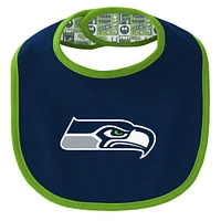 Newborn & Infant Seattle Seahawks Dynamic Duo Bodysuit, Bib Knit Hat Set