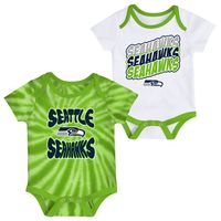 Newborn & Infant White/Neon Green Seattle Seahawks Monterey Tie-Dye