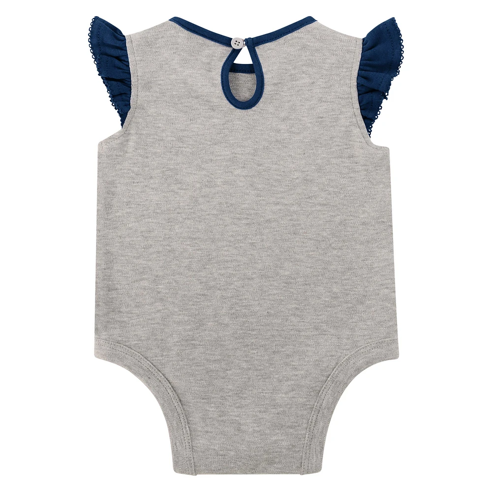 Nouveau-né Heather Grey/Navy Seattle Seahawks All Dolled Up Ensemble trois pièces body, jupe et chaussons